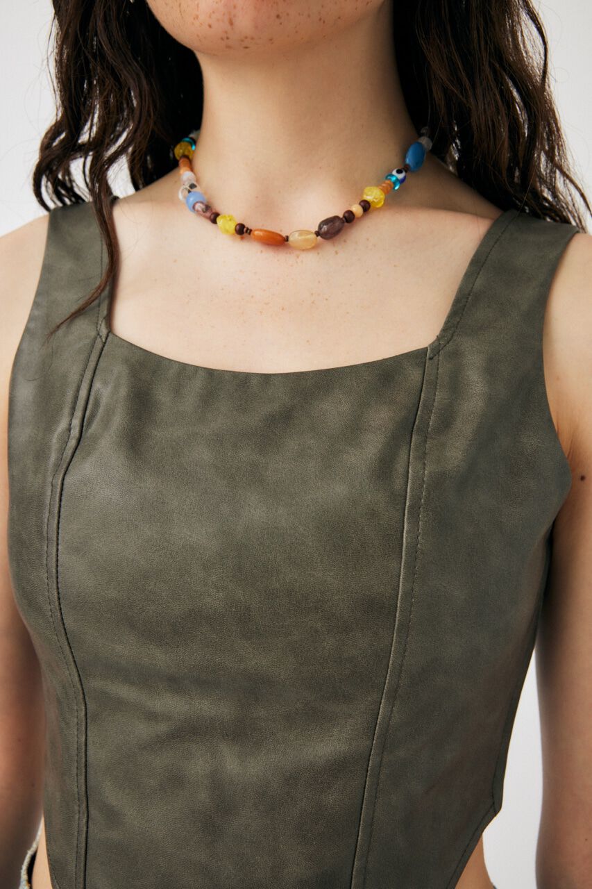 MOUSSY「F/LEATHER BUSTIER トップス」|キャミソール|