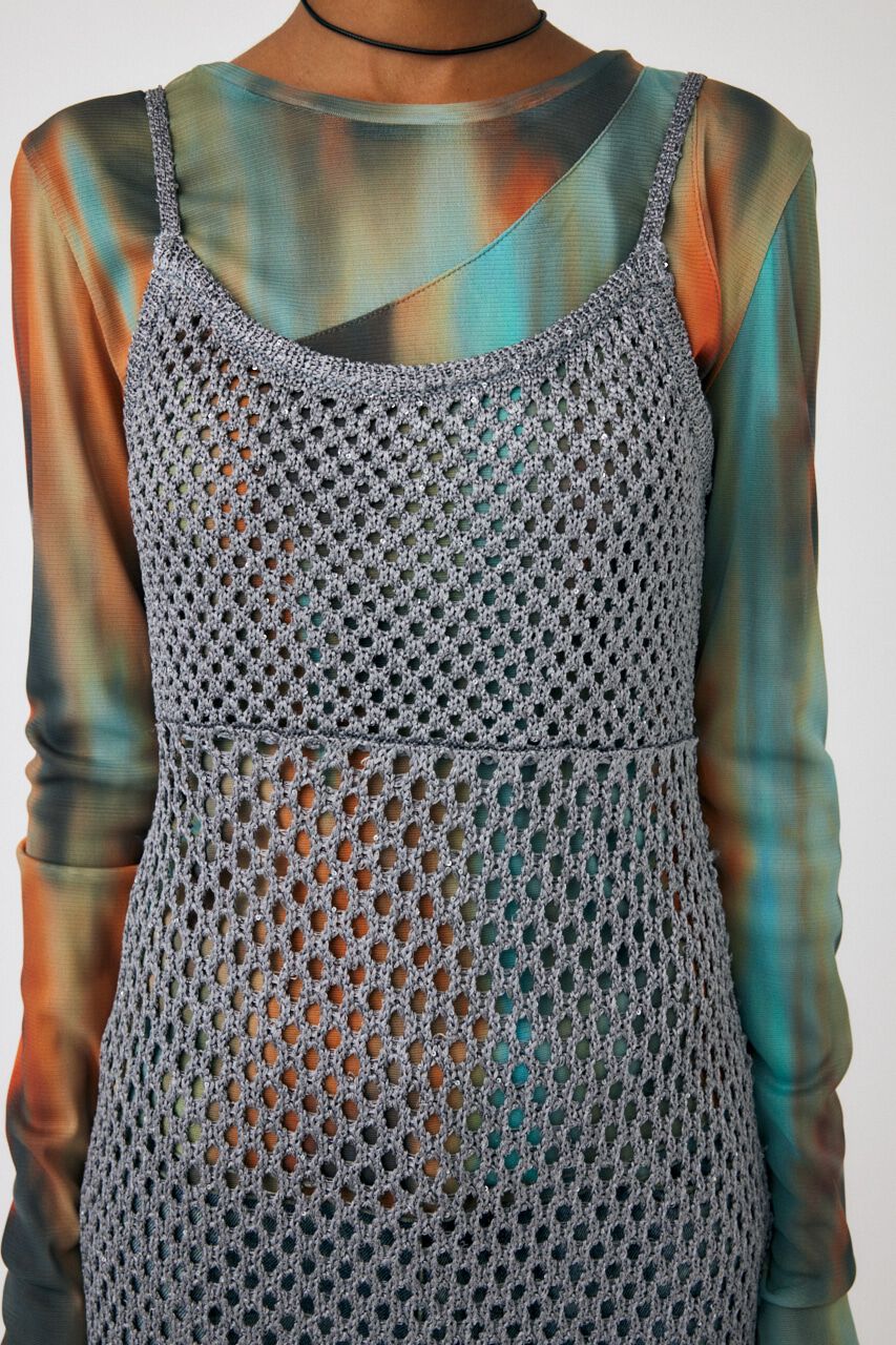 MOUSSY「MESH FRINGE ニットドレス」|ワンピース|