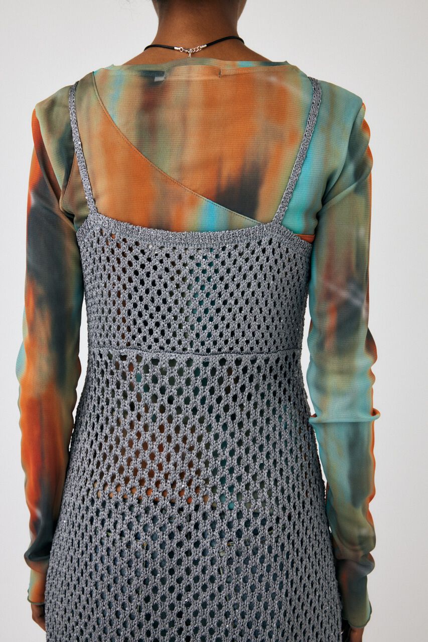 MOUSSY「MESH FRINGE ニットドレス」|ワンピース|