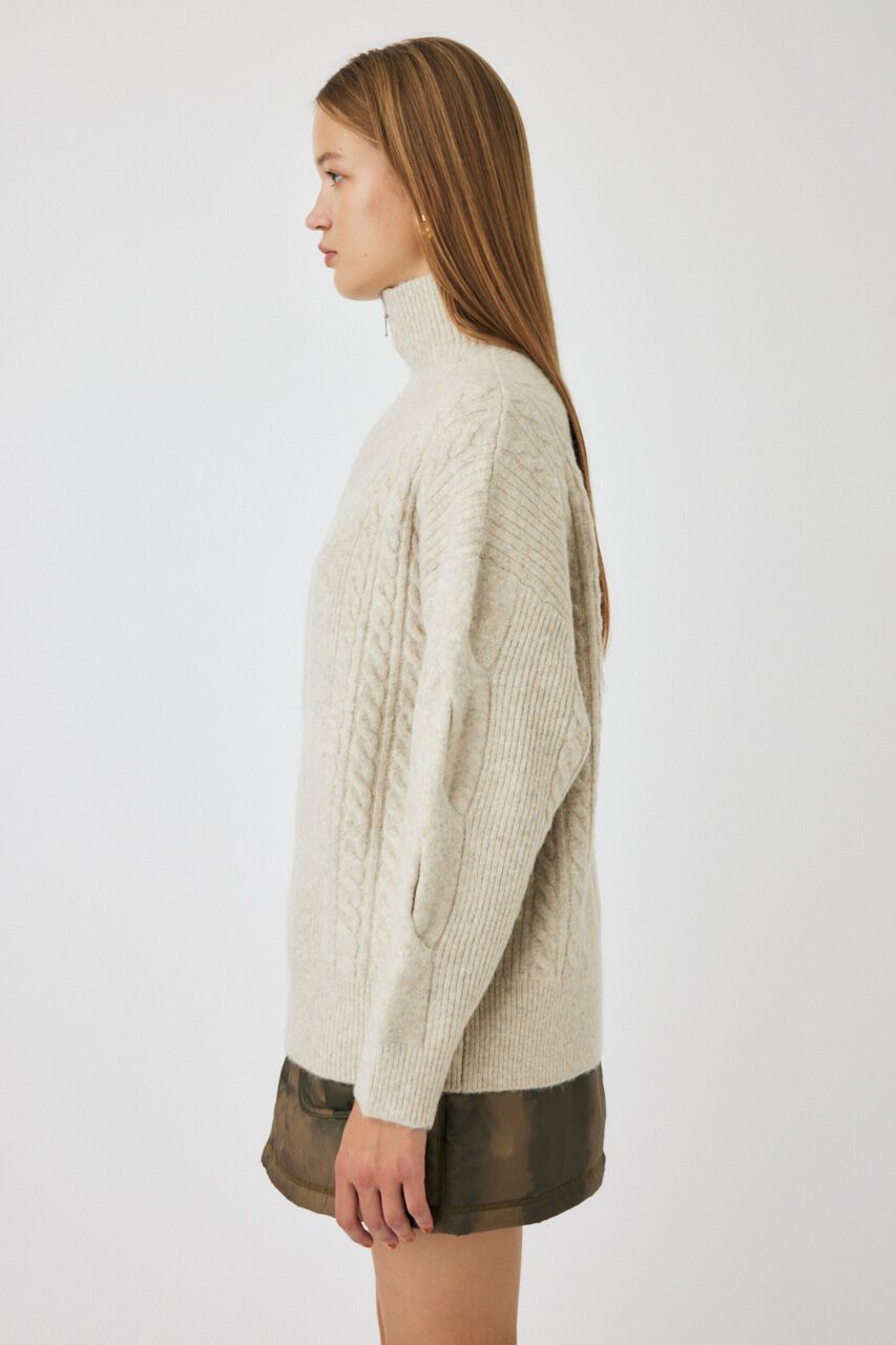 MOUSSY「HALF ZIP CABLE ニット」|ニット・セーター|