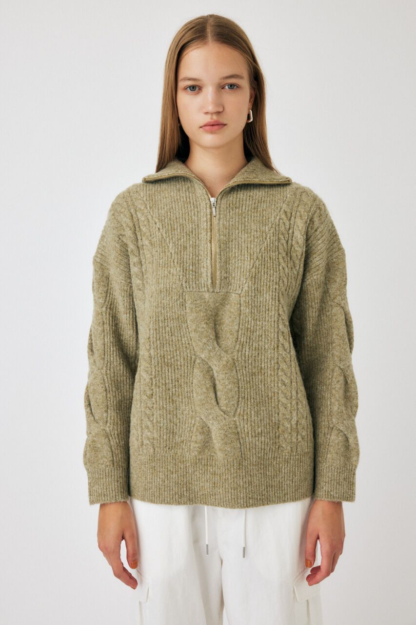 MOUSSY「HALF ZIP CABLE ニット」|ニット・セーター|