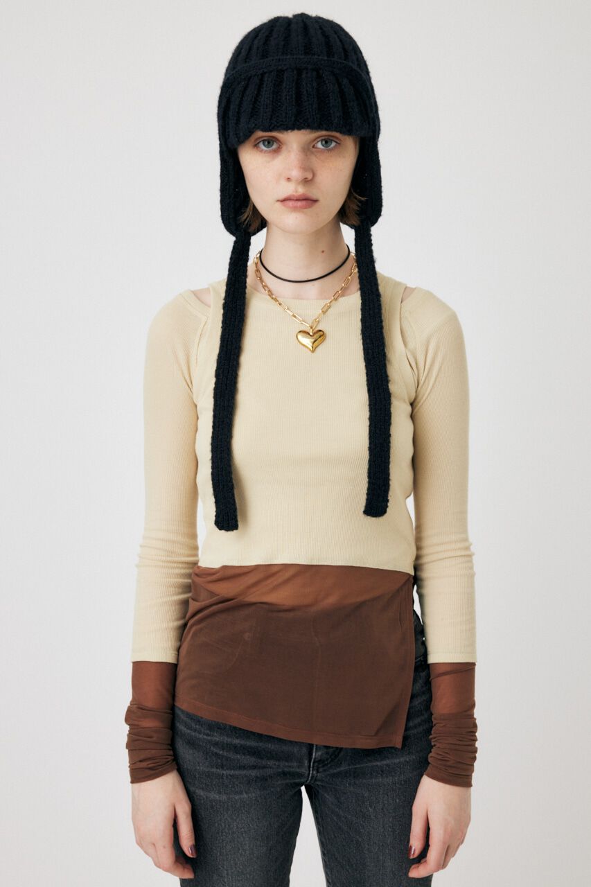 MOUSSY「COLOR BLOCK DOUBLE LAYER LSTシャツ」|Tシャツ・カットソー|ECRU