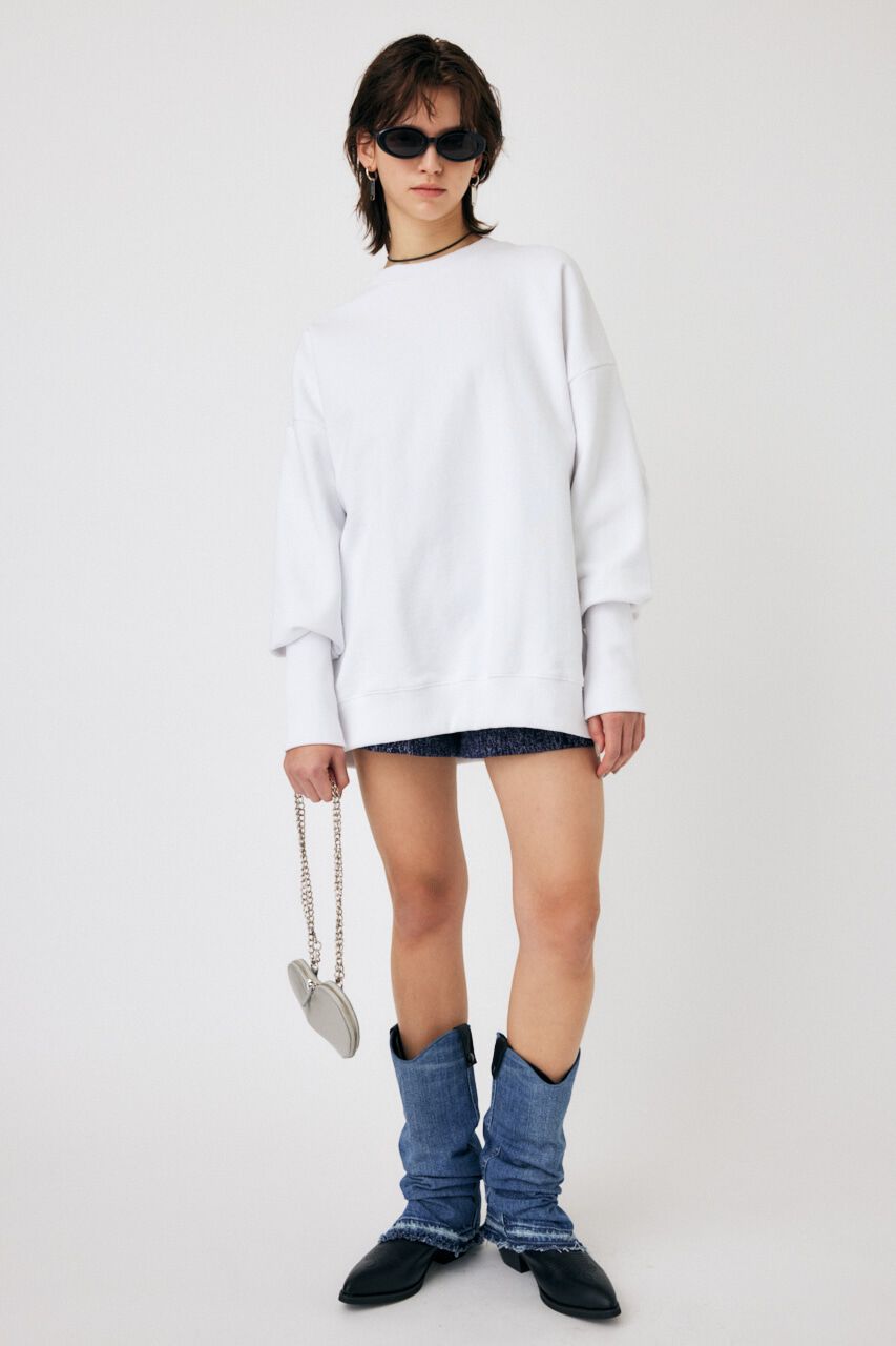 MOUSSY「BACK GATHER LOOSE スウェット」|パーカー|WHT