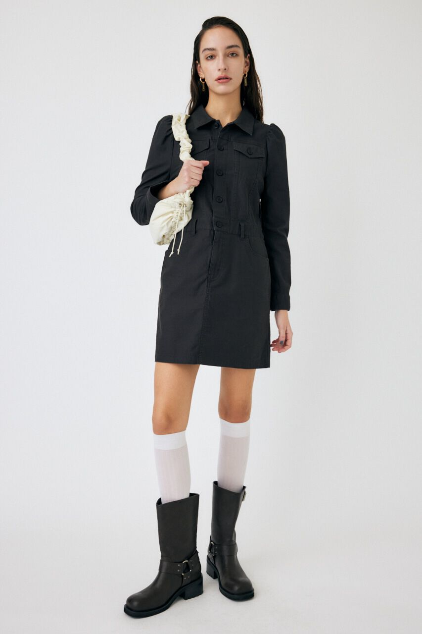 MOUSSY「PUFF SLEEVE MINI ドレス」|ワンピース|L/BLK1