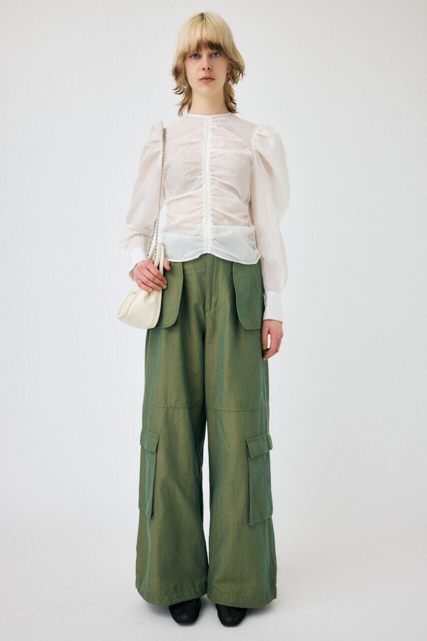 MOUSSY「NO COLLAR GATHER ブラウス」|シャツ・ブラウス|