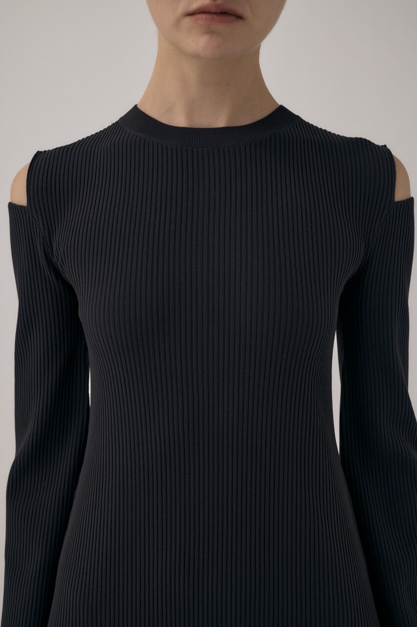 MOUSSY「リサイクルポリエステル使用オープンショルダーニットドレス」|ワンピース|