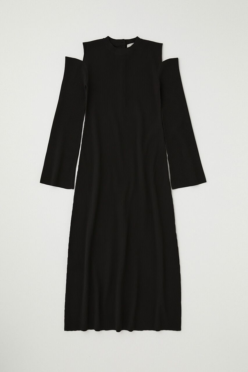 MOUSSY「リサイクルポリエステル使用オープンショルダーニットドレス」|ワンピース|