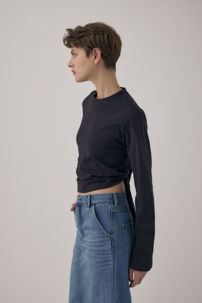 MOUSSY「ｵｰｶﾞﾆｯｸｺｯﾄﾝ使用の少しﾊﾘのあるTｼｬﾂ生地背中で帯を結わ」|Tシャツ・カットソー|