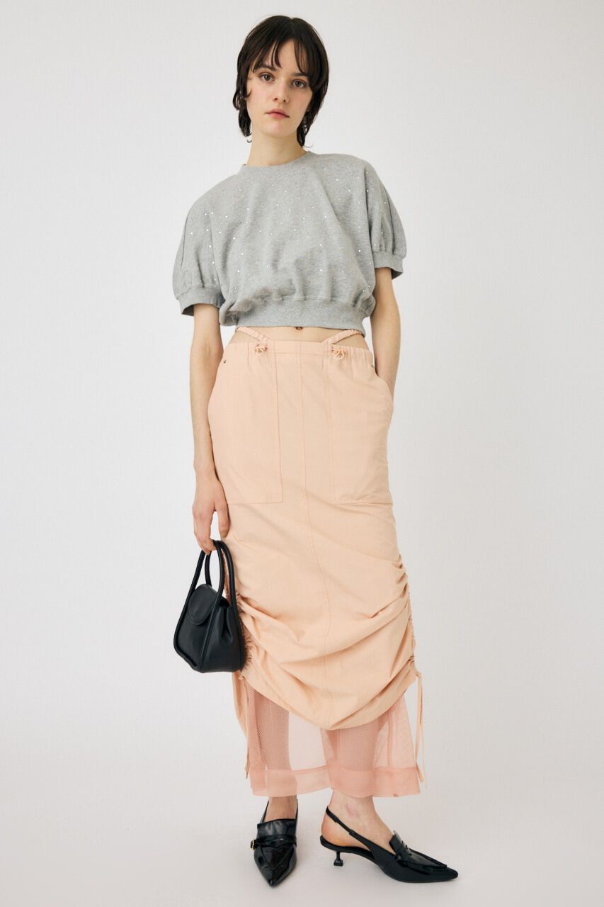 MOUSSY「RHINESTONE CROPPED スウェット」|Tシャツ・カットソー|