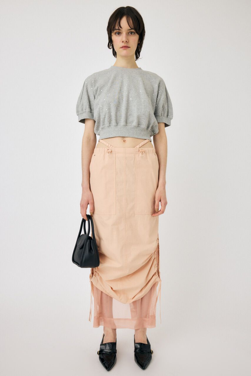 MOUSSY「RHINESTONE CROPPED スウェット」|Tシャツ・カットソー|