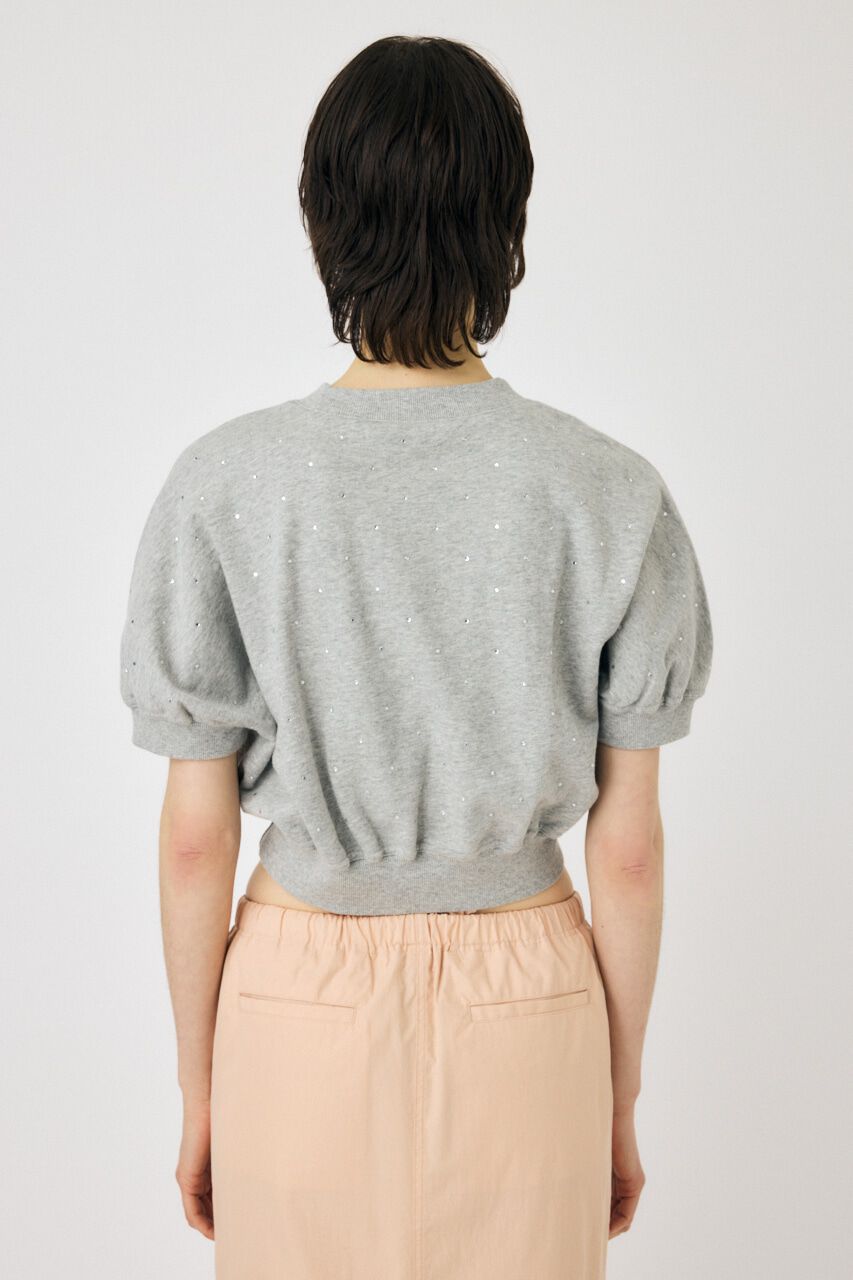 MOUSSY「RHINESTONE CROPPED スウェット」|Tシャツ・カットソー|