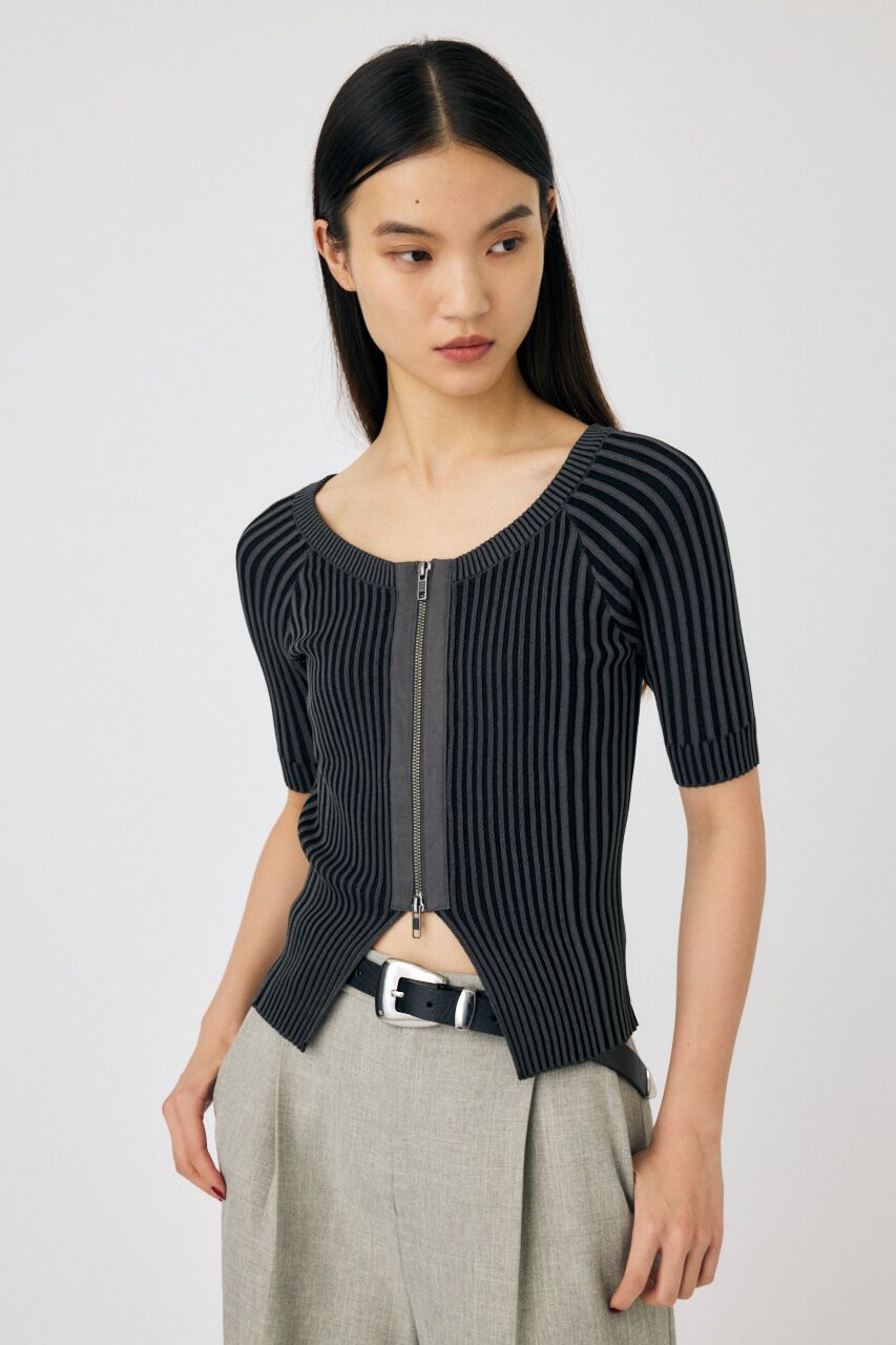 MOUSSY「ZIP UP RIB トップス」|ニット・セーター|