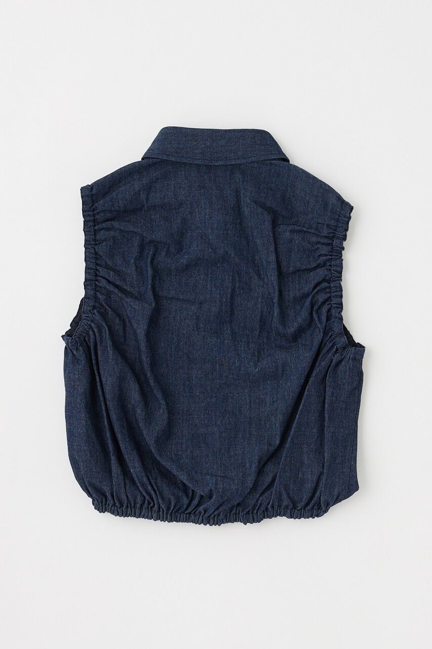 MOUSSY「GATHER SLEEVELESS デニムシャツ」|シャツ・ブラウス|