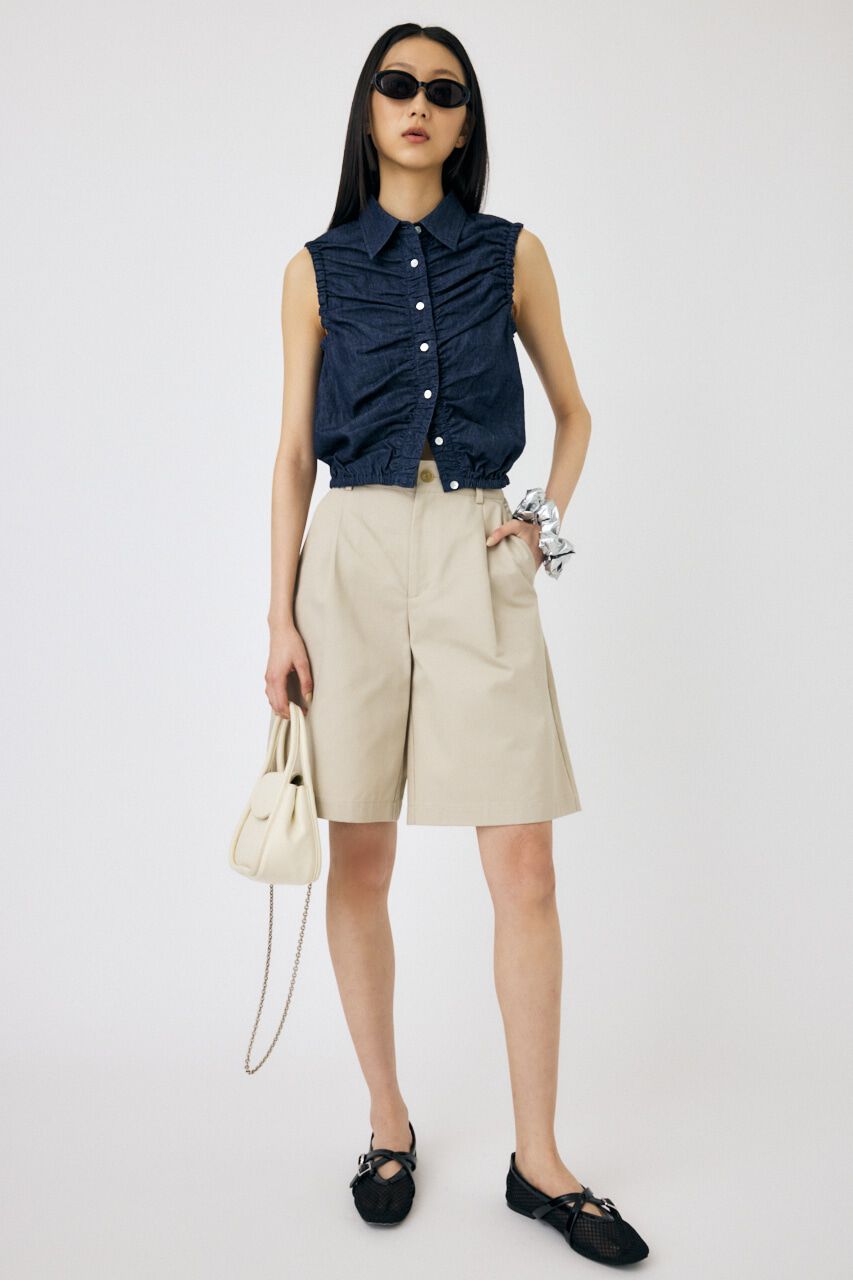MOUSSY「GATHER SLEEVELESS デニムシャツ」|シャツ・ブラウス|