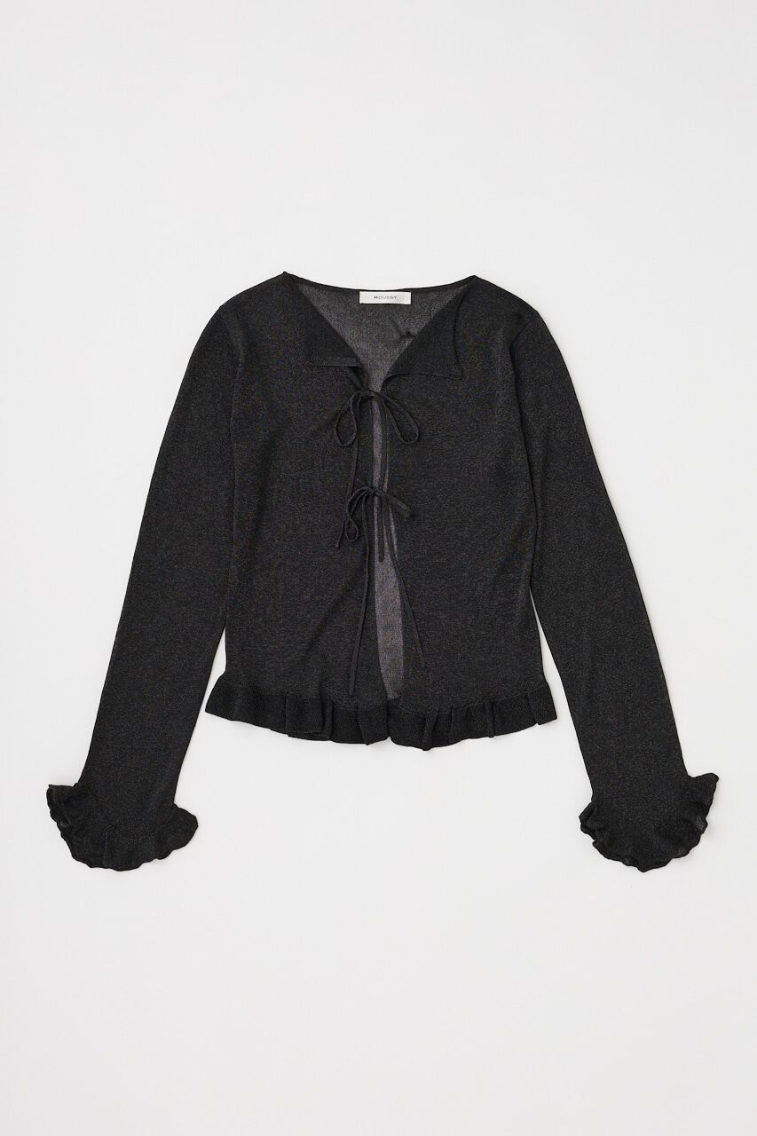 MOUSSY「OPEN NECK SHEER カーディガン」|カーディガン|BLK