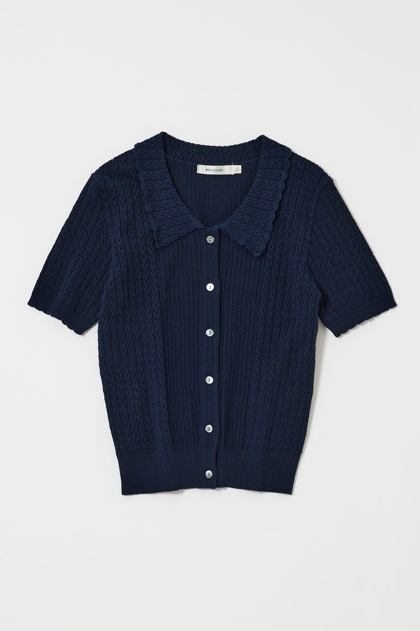 MOUSSY「POINTELLE KNIT H/S シャツ」|ニット・セーター|D/NVY3