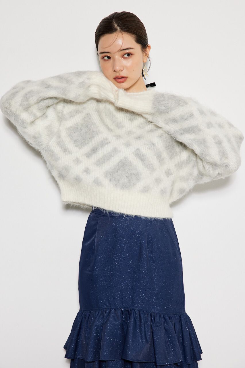 rienda「バイアスチェックニット TOP」|ニット・セーター|