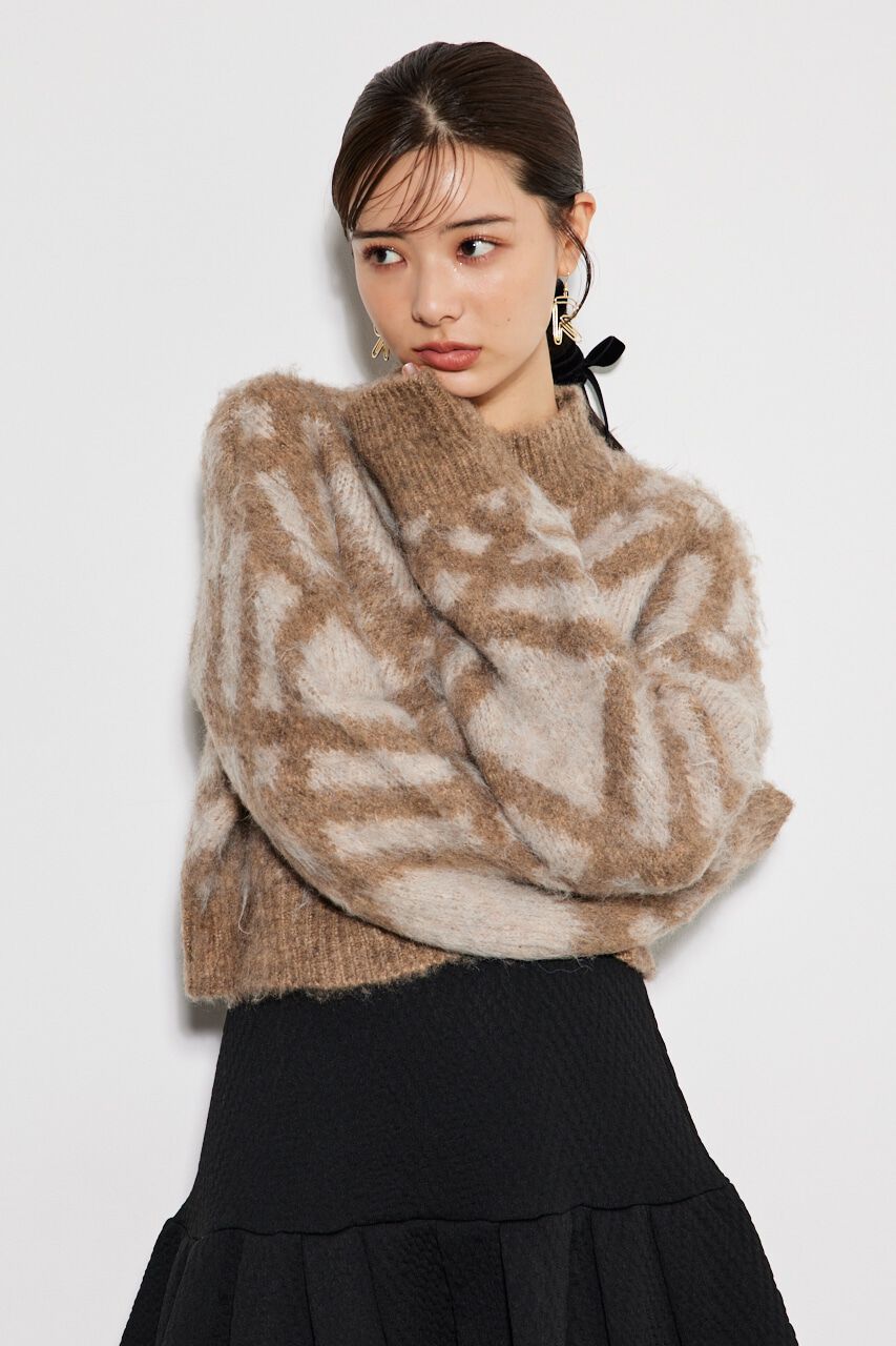 rienda「バイアスチェックニット TOP」|ニット・セーター|