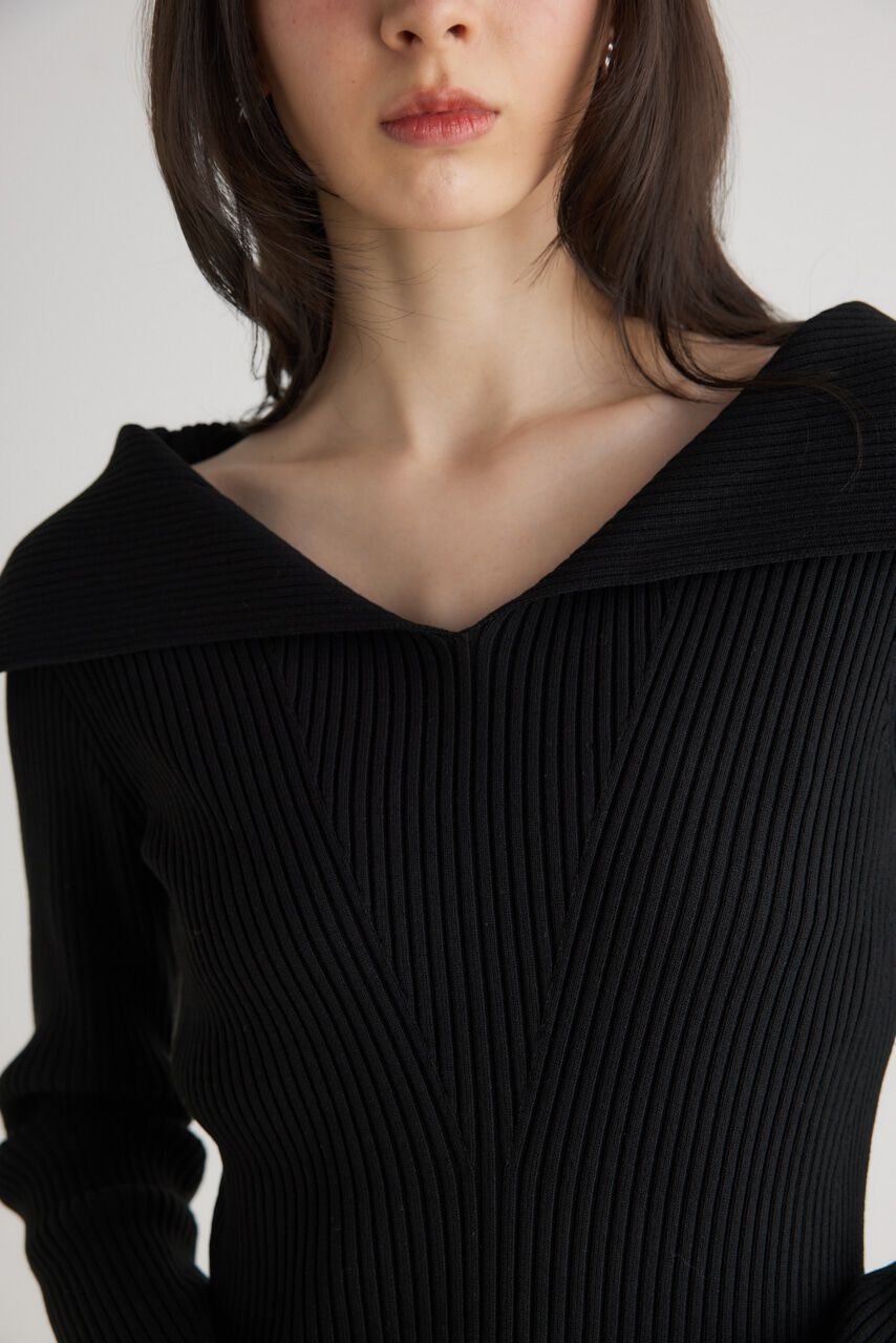 rienda「オーバーカラータイトmini Knit OP」|ワンピース|