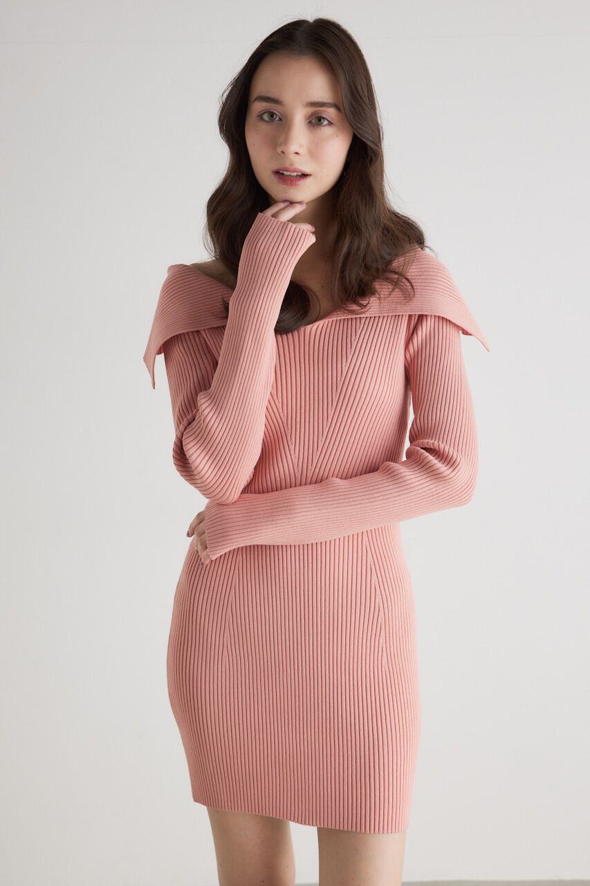 rienda「オーバーカラータイトmini Knit OP」|ワンピース|