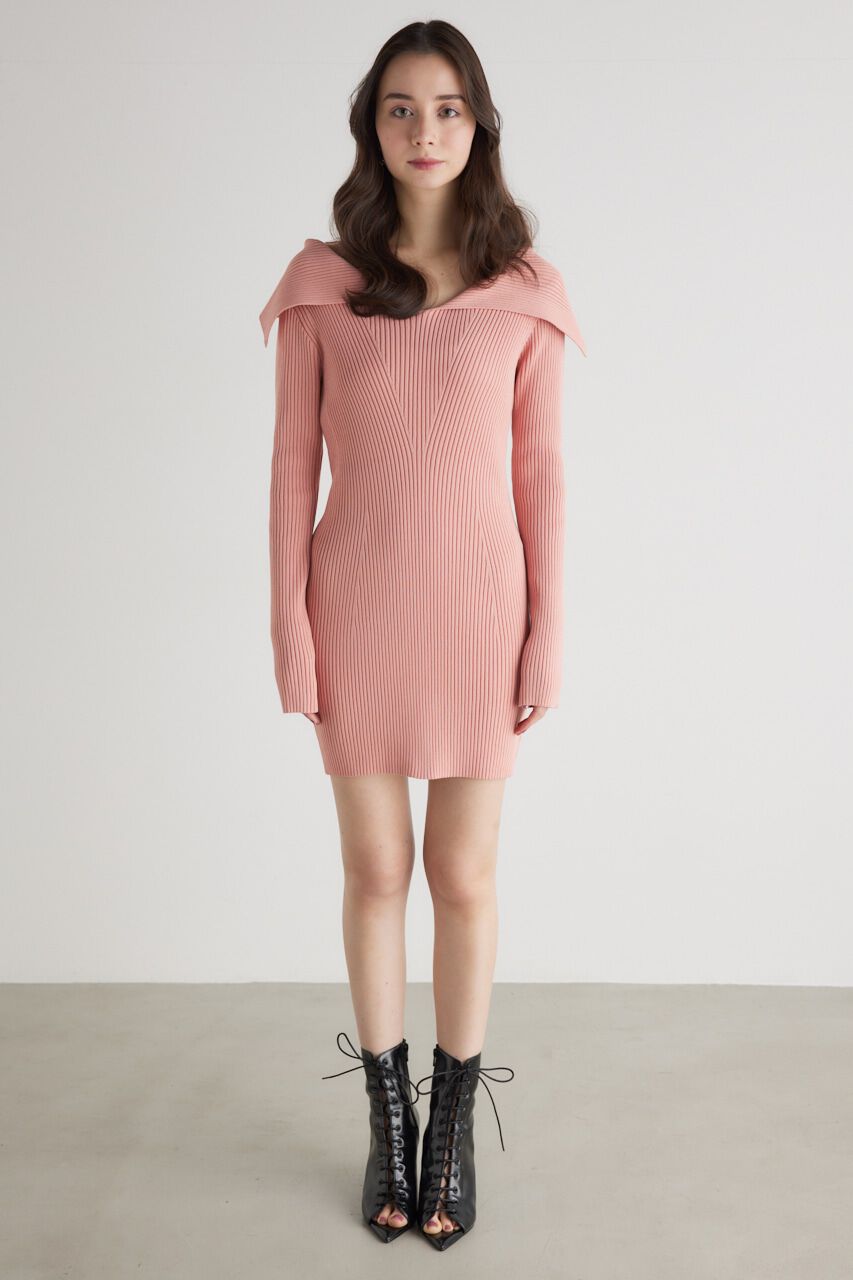 rienda「オーバーカラータイトmini Knit OP」|ワンピース|