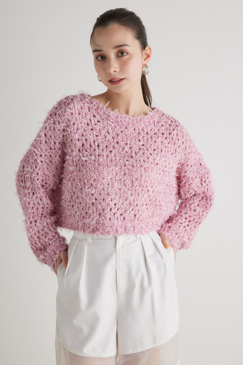 rienda「ラメシャギーメッシュKnit TOP」|ニット・セーター|PNK