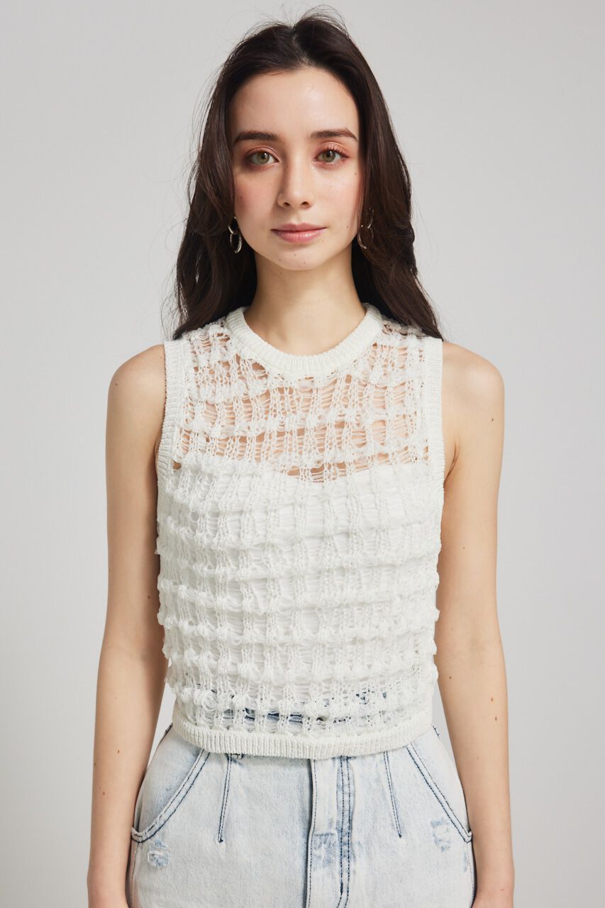 rienda「メッシュヤーンKnit TOP」|タンクトップ|