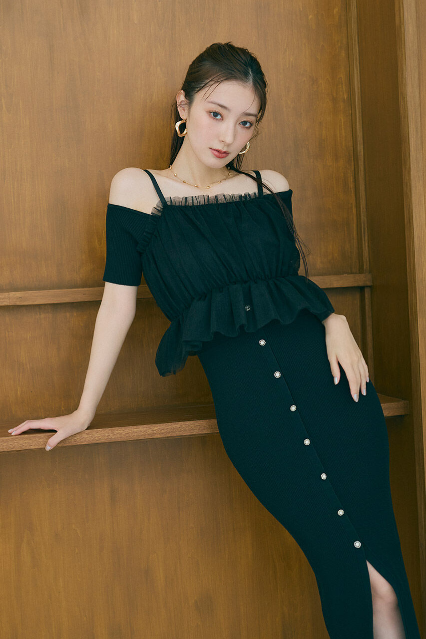 rienda「ビスチェセットタイトニットワンピース」|ワンピース|BLK