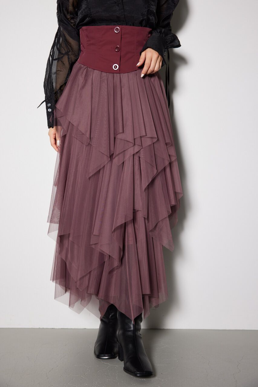 rienda「2WAYコルセットランダムチュールハイウエスト スカート」|スカート|