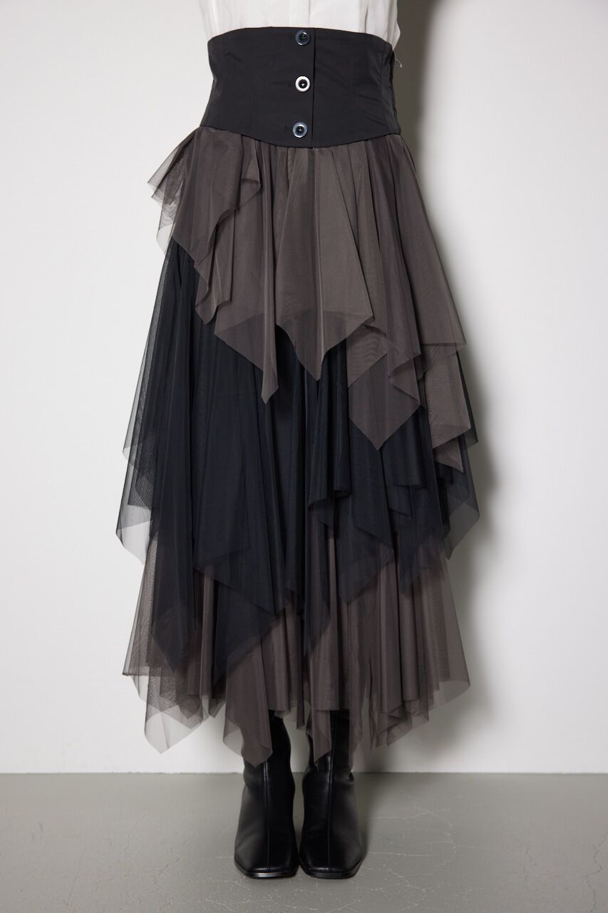 rienda「2WAYコルセットランダムチュールハイウエスト スカート」|スカート|