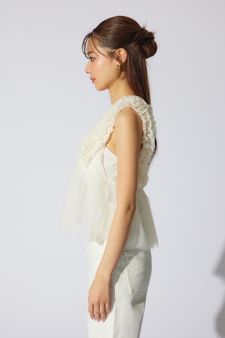 rienda「ボリュームチュールペプラムブラウス」|シャツ・ブラウス|