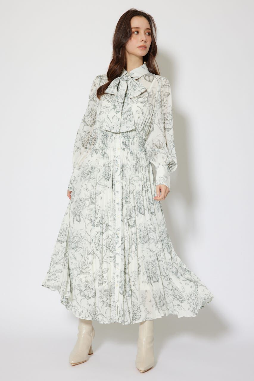 rienda「ラインフラワーボウタイワンピース」|ワンピース|柄WHT5