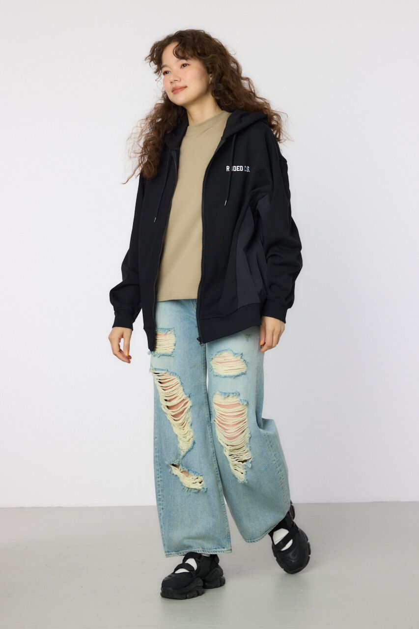 RODEO CROWNS「ナイロンアップリケロゴZIPパーカー」|パーカー|