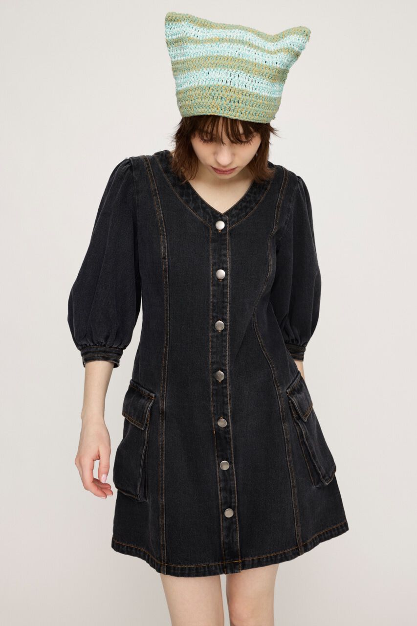 SLY「V NECK DENIM ショートワンピース」|ワンピース|