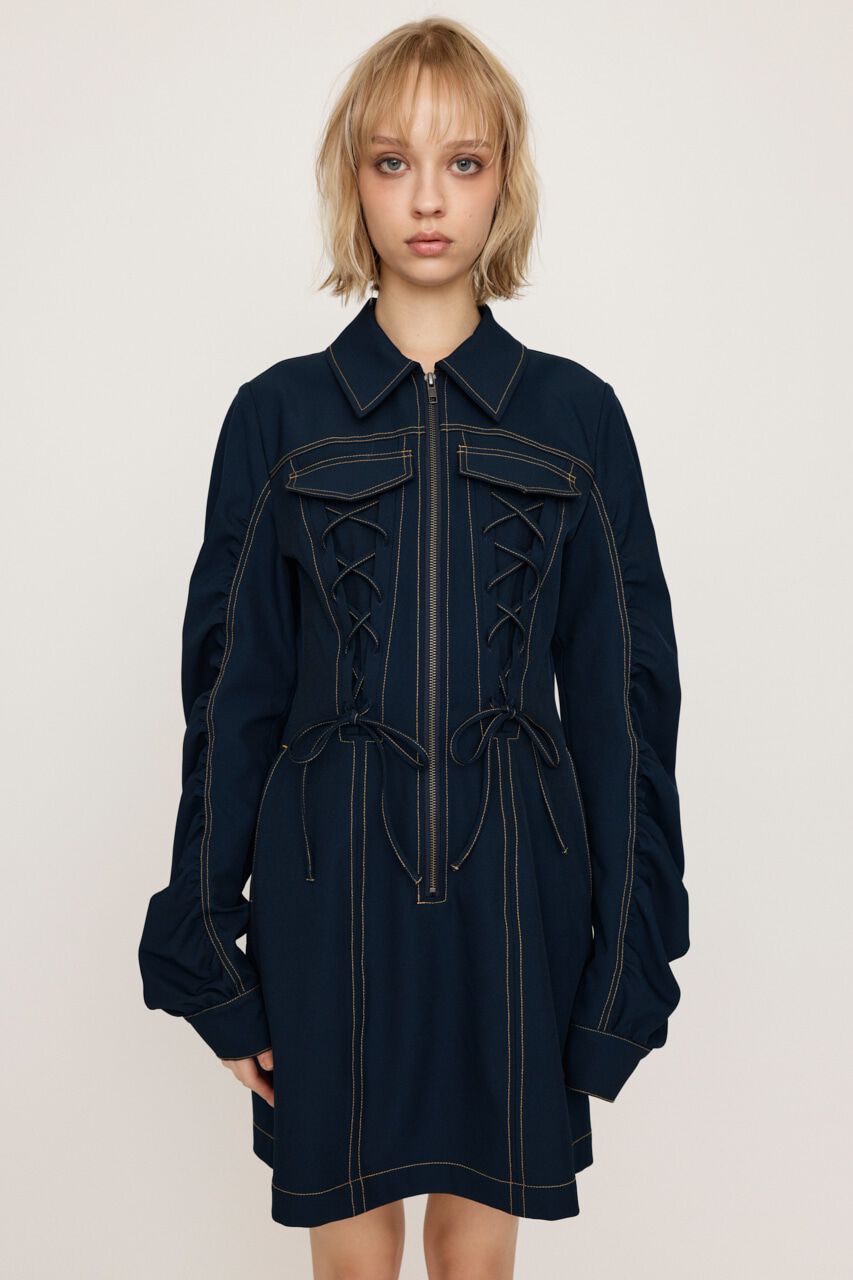 SLY「LACE UP GATHER ショートワンピース」|ワンピース|