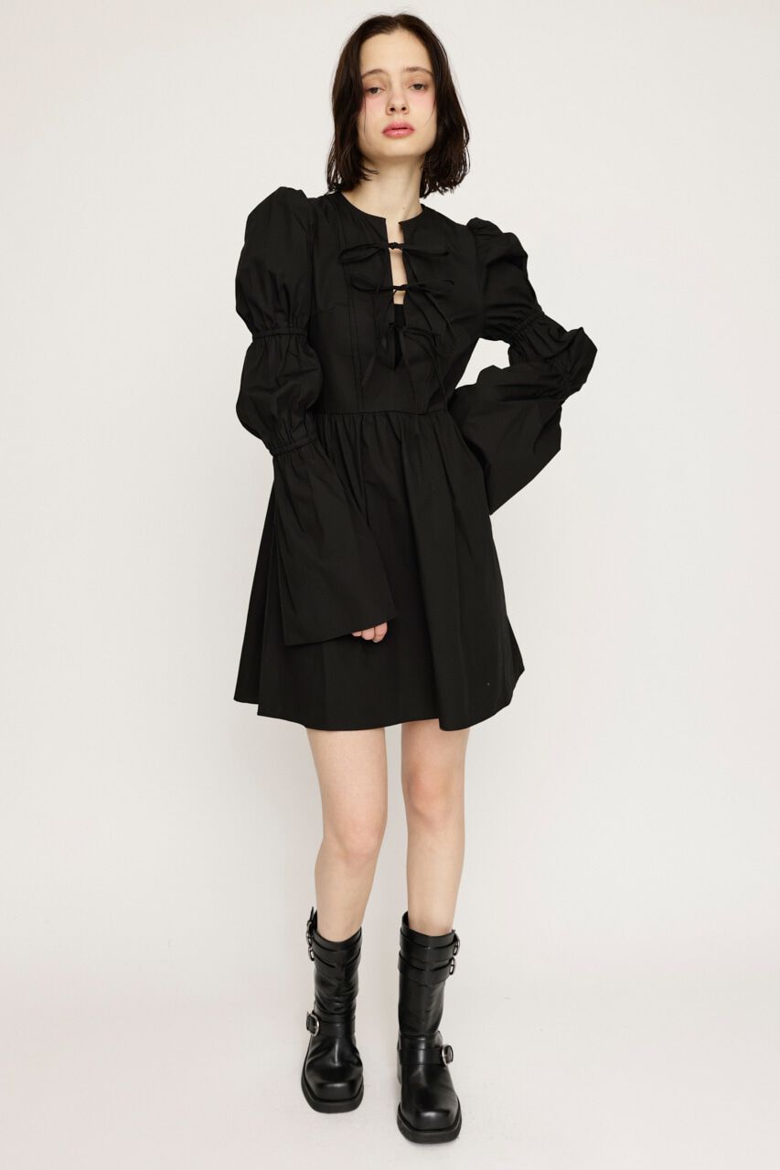 SLY「FRONT RIBBON PUFF SLEEVE ワンピース」|ワンピース|