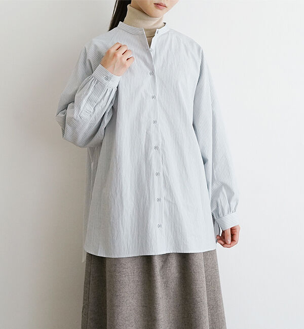 休日と詩「バターサンドシャツ」|シャツ・ブラウス|グレーストライプ