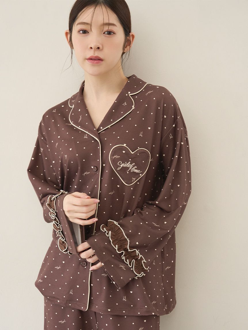 SNIDEL HOME「ハートドット柄開襟シャツ」|ルームウェア|BRW