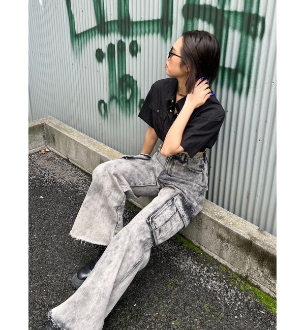 EVRIS「ブリーチデニムカーゴパンツ」|デニム|