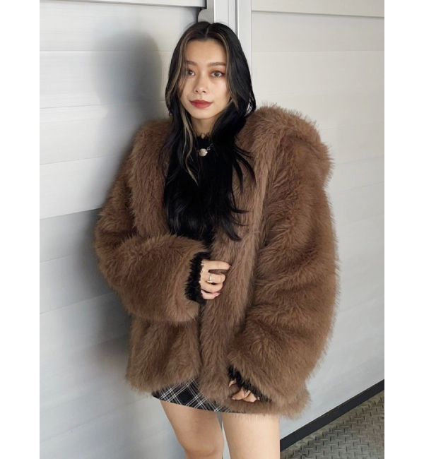 EVRIS「フェイクファーフーディコート」|その他|