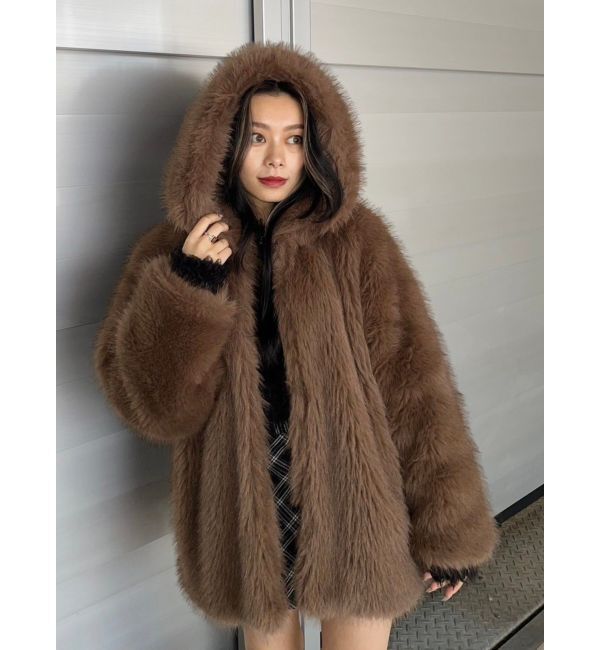 EVRIS「フェイクファーフーディコート」|その他|