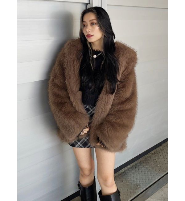 EVRIS「フェイクファーフーディコート」|その他|