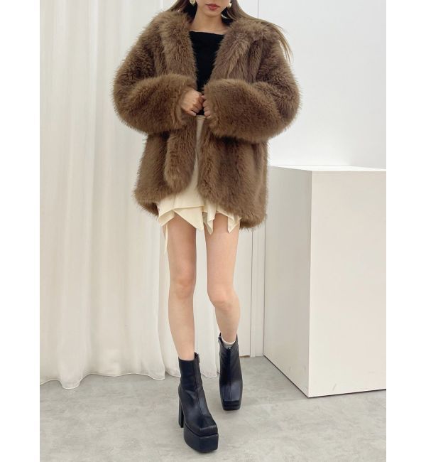 EVRIS「フェイクファーフーディコート」|その他|