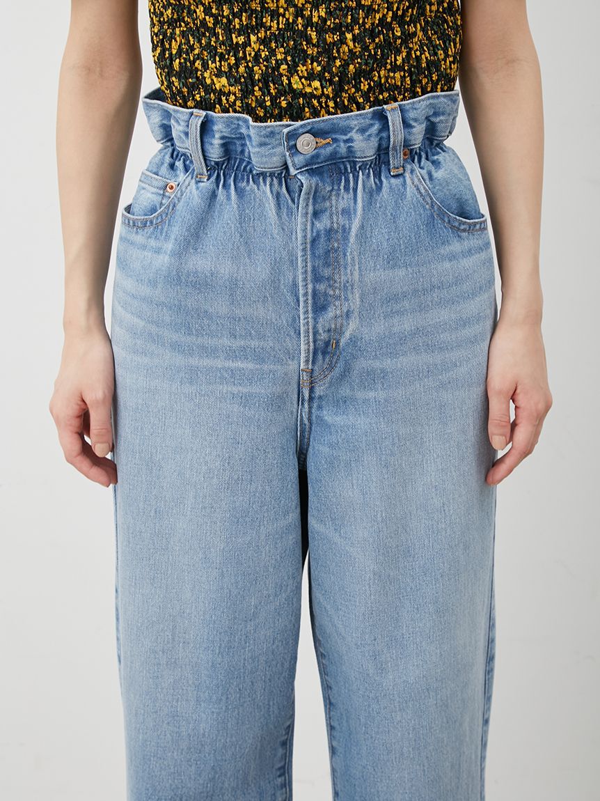 Mila Owen「【ウォッシャブル】ウエストゴムギャザーデニムパンツ」|デニム|