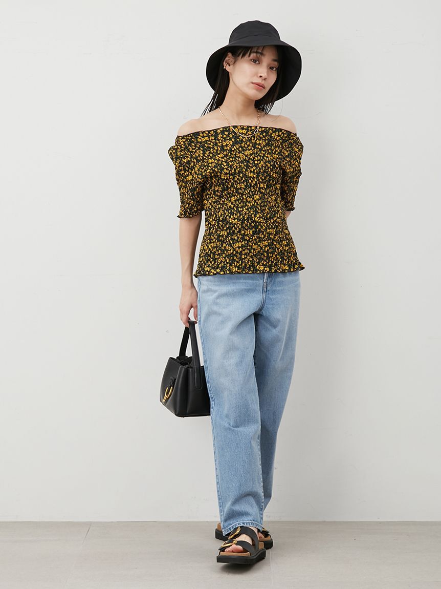 Mila Owen「【ウォッシャブル】ウエストゴムギャザーデニムパンツ」|デニム|