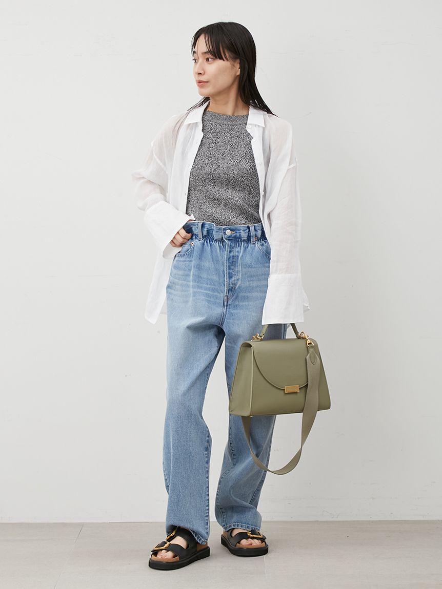 Mila Owen「【ウォッシャブル】ウエストゴムギャザーデニムパンツ」|デニム|