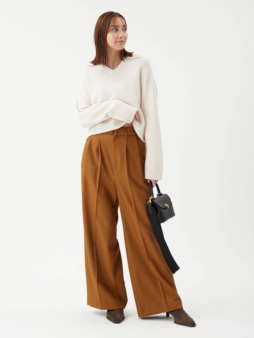 Mila Owen「コーデュロイライク2タックワイドパンツ」|チノ|