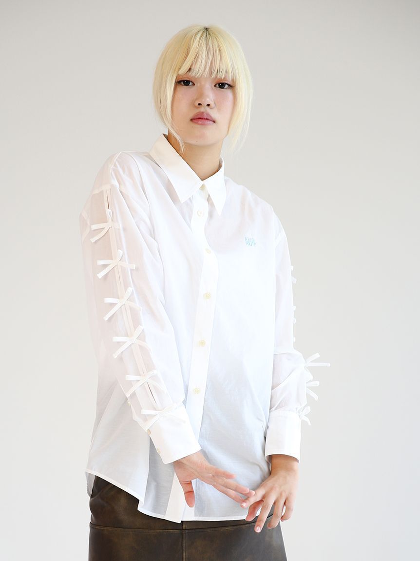 FURFUR「リボンスリーブシアーシャツ」|シャツ・ブラウス|