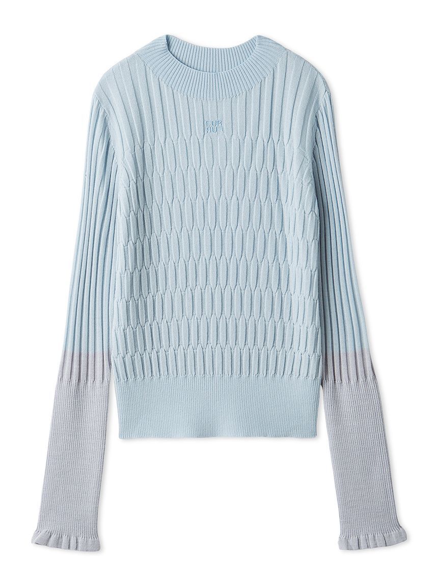 FURFUR「ロゴ刺繍バイカラーリブニット」|ニット・セーター|