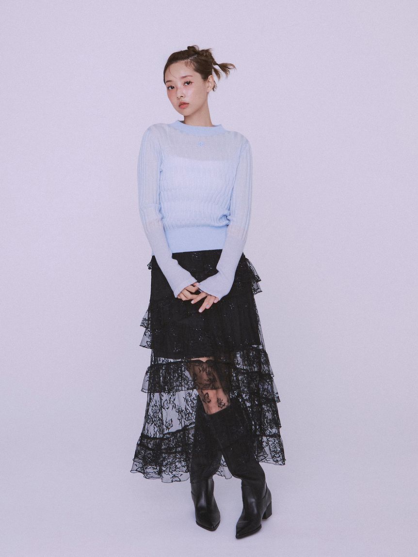 FURFUR「ロゴ刺繍バイカラーリブニット」|ニット・セーター|